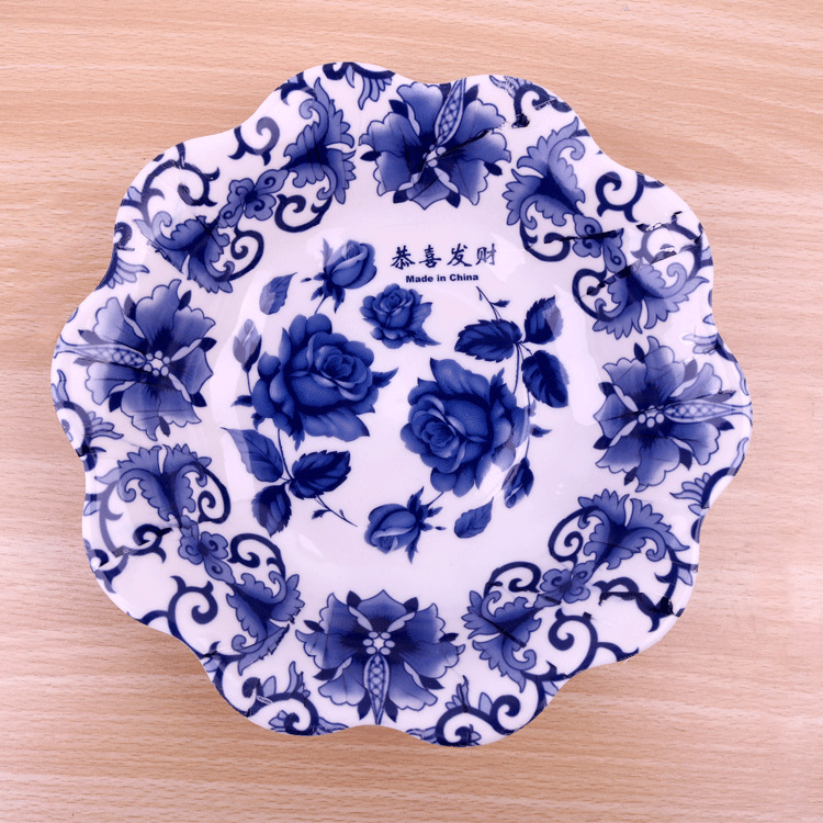 两元店塑料盘批发 厂家圆形波浪边水果盘 PP花纸盘市场摆摊货