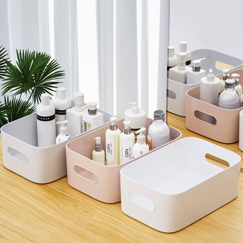 Handheld plastic storage basket, polypropylene desktop organizer, 3 sizes (20.7/23.8/30.5 cm)
