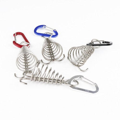 Camping deck nail stainless steel fixed tent rope buckle wooden hook spring wind rope hanging outdoor camping octopus rope buckle