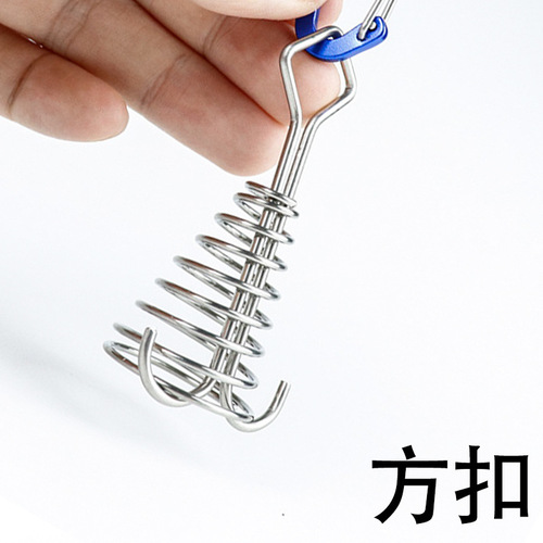 Camping deck nail stainless steel fixed tent rope buckle wooden hook spring wind rope hanging outdoor camping octopus rope buckle