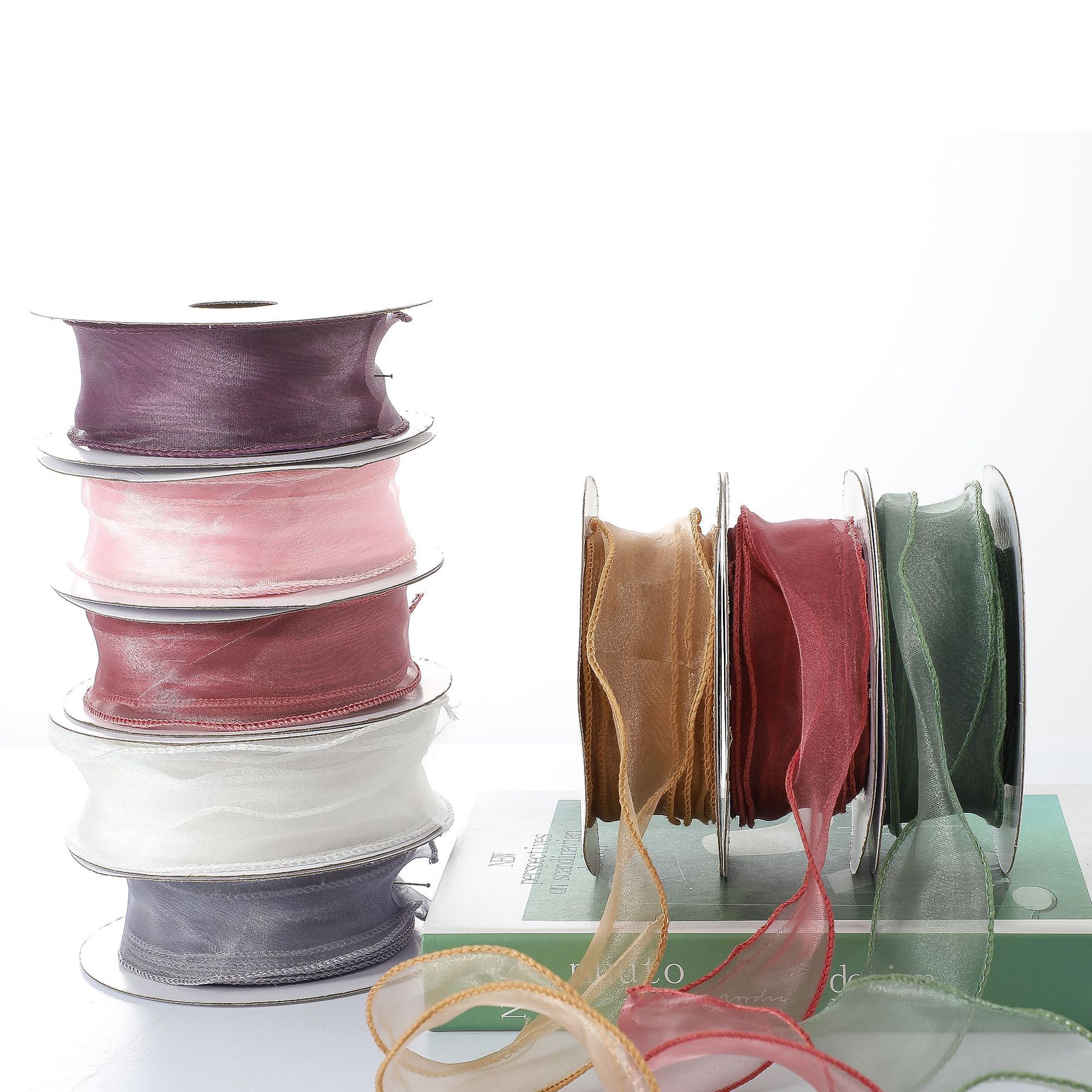 Ribbon de hilo de cola de pez floral ribbon horneado pastel de flores de borde buquete de hilo ondulado decoración de mariposa ribbon hilo de perla