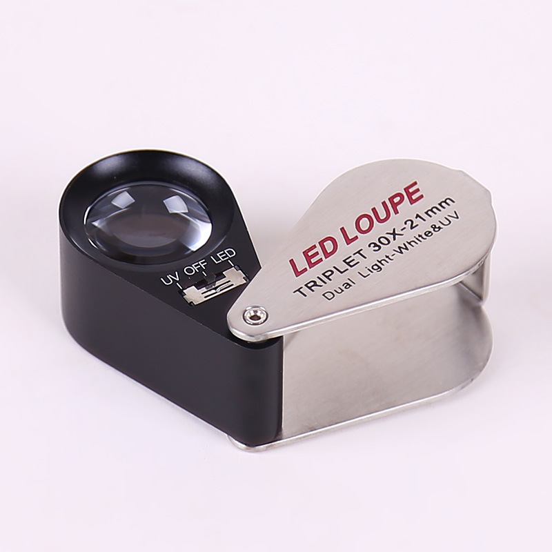 30倍高清古玩字画钱币珠宝鉴定带LED灯验钞高倍放大镜厂家批发