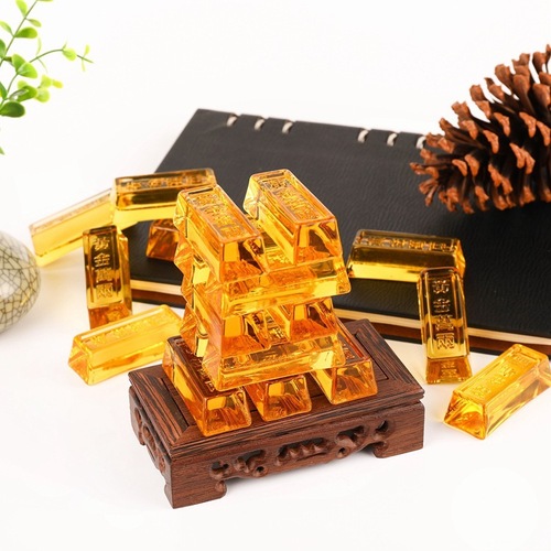 Citrine gold bar decoration gifts, commemorative decorations, gold brick ornaments, yellow gold bar sacrificial crafts