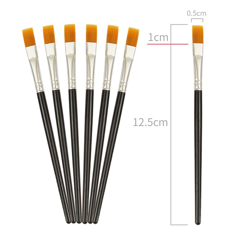 Черный стержень Желтые волосы плоской головкой кисти Нейлоновая Щетка для волос Акварель акриловая кисть для рисования Цифровая масляная кисть оптом