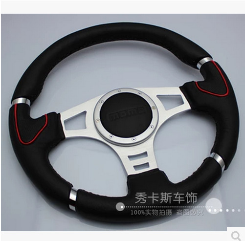 Universal – Steering wheel Leather Smooth Steering - white-bracket-style-1