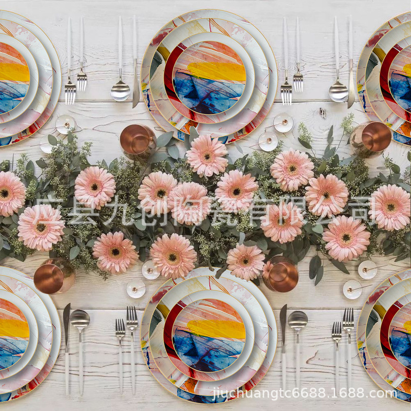 Simple Model Room Western Food Tableware Set European American Restaurant Table Western Style Western Food Plate Banquet Tableware