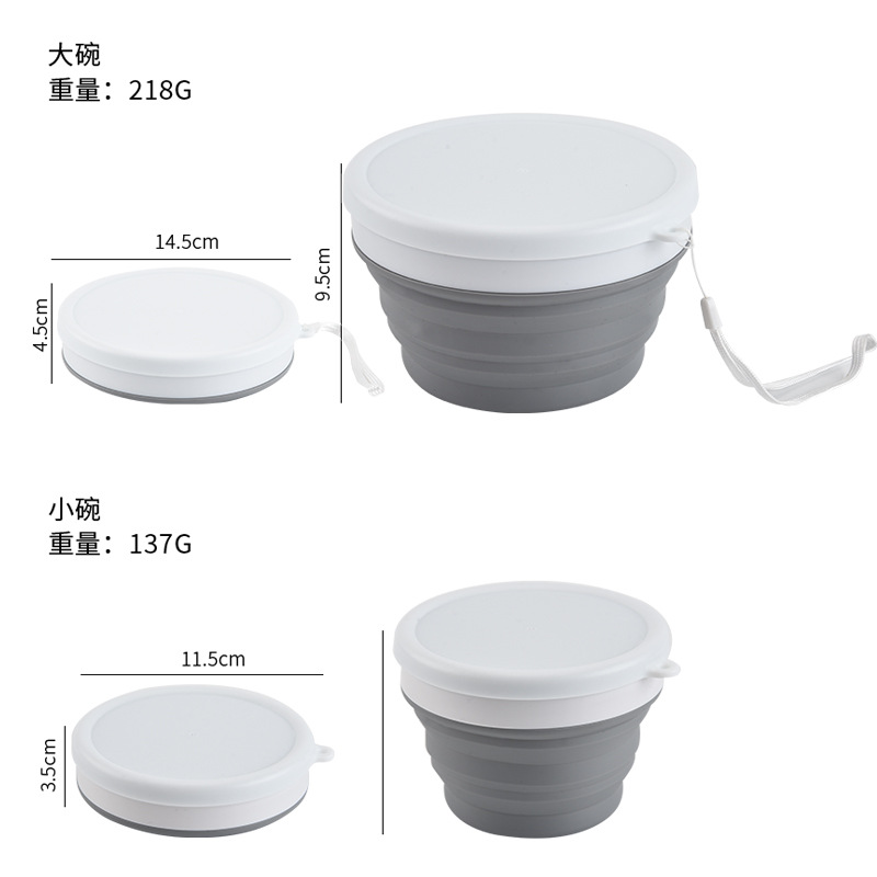 Al Aire Libre portátil plegable de silicona caja almuerzo creativo tazón vajilla al aire libre con tapa fideos instantáneos