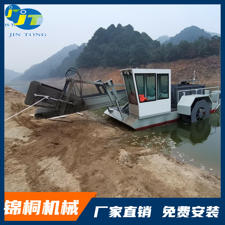 江苏半自动割草船收割水中芦豆 小型水草收割船价格 打捞船可