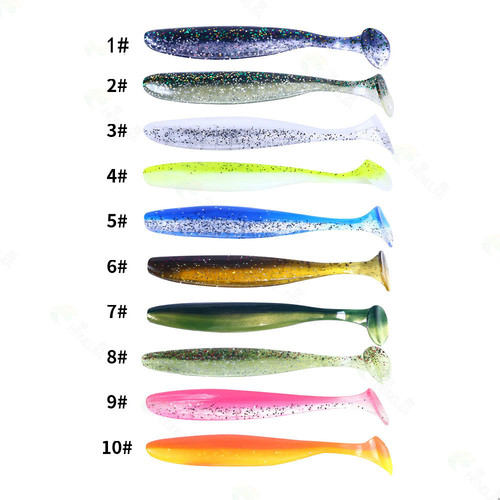 HENGJIA Hengjia fishing gear Luya soft bait two-color T tail curly tail 5cm7cm9cm soft worm bait Luya bait