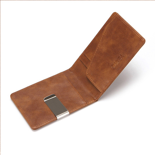 Cross-border hot selling men's PU leather creative wallet flip cover men's dollar clip short card holder card holder wholesale