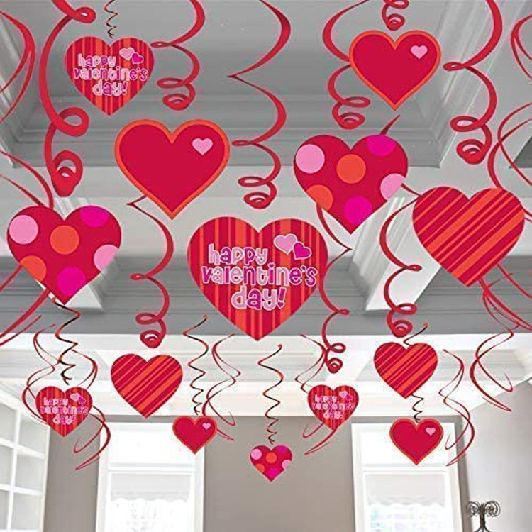 Valentine's Day Heart-shaped Spiral Hanging Decoration Ceiling Decoration Wedding Proposal Site Arrangement Window Hanging Dress 18
