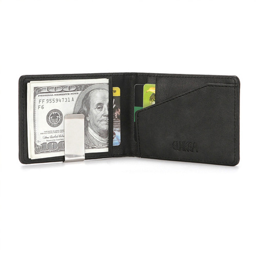 Cross-border hot selling men's PU leather creative wallet flip cover men's dollar clip short card holder card holder wholesale