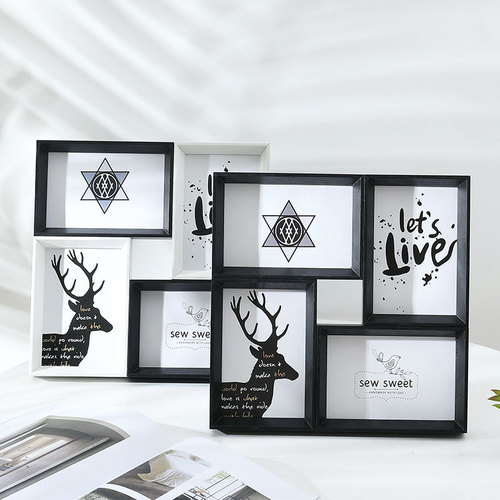 Home Decor Elegance: 6-inch Creative Photo Frame Set of 4, Wall-mounted, European Style, Alexander Board