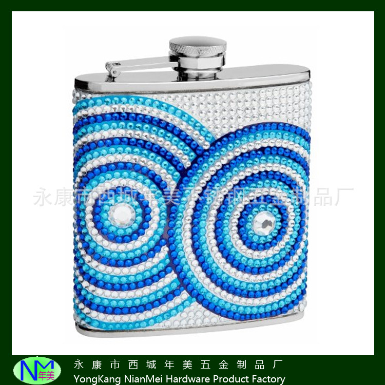 彩色水钻亚克力钻人造钻包裹不锈钢酒壶
