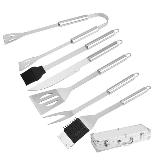 Small Handle Aluminum Box Grill Set BBQ Outdoor Grill Tool Set Stainless Steel Small Handle BBQ Utensils