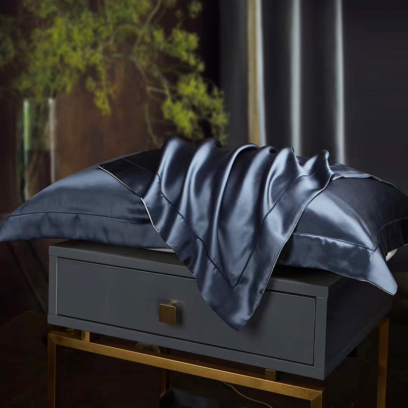 Silk Pillowcase Mulberry Silk Solid Color Pillowcase Single Embroidery Thread Multi- Color One Piece Dropshipping Four Seasons