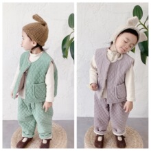 2025秋冬新款童装儿童韩版加绒套装女童冬装马甲两件套 20782