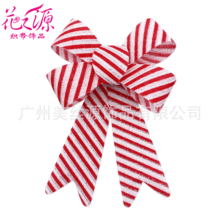 工厂直供圣诞礼品织带条纹蝴蝶结圣诞树挂饰撒粉PVC红色蝴蝶结