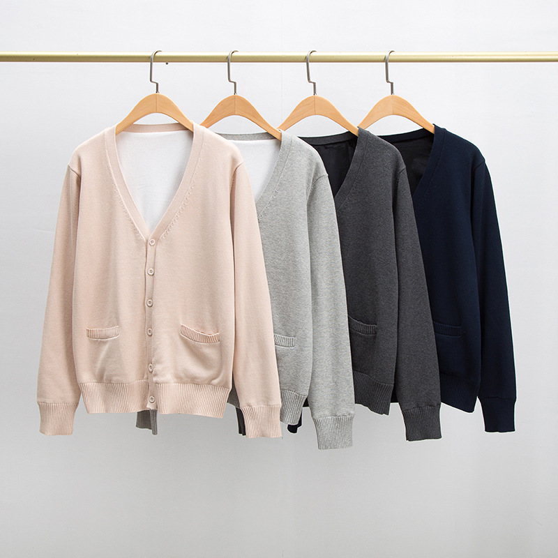 Xixiang Beyond Clothing Japanese V-Neck Long Sleeve Cardigan JK Uniform Fleece Sweater Cardigan Xixiang Beyond Clothing Japanese V-Neck Long Sleeve Cardigan JK Uniform Fleece Sweater Cardigan