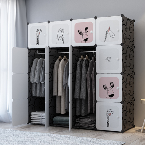 Yiwu simple wardrobe plastic assembly economical bedroom furniture storage cabinet storage wardrobe children's wardrobe