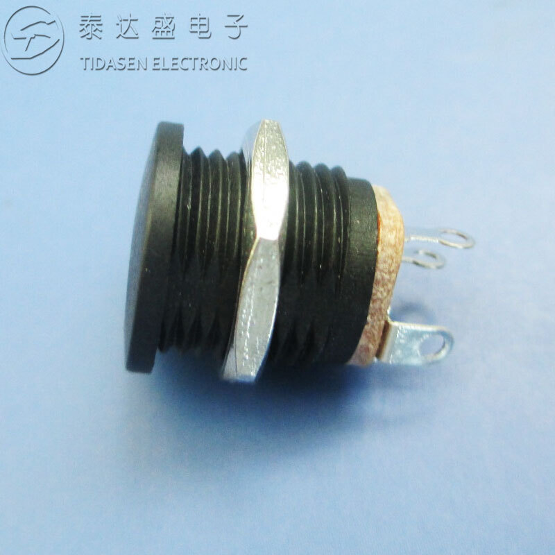 厂家供应5521 5525全铜芯黑色料DC电源插座配六角螺母插座DC022