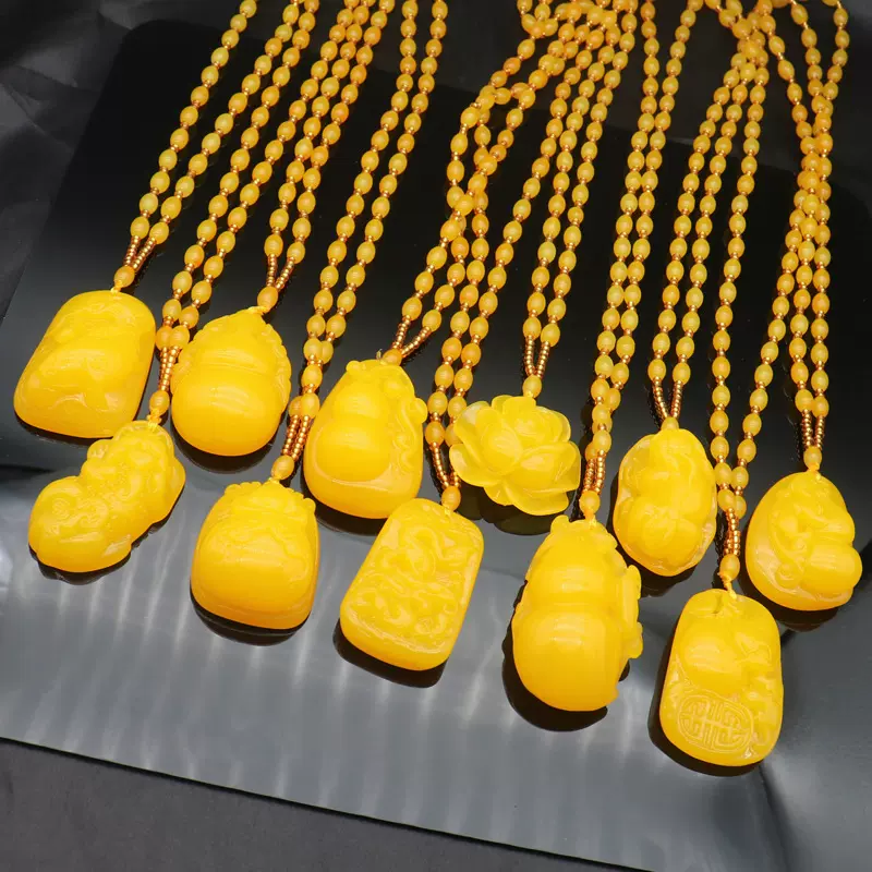 新款民族风串珠仿蜜蜡饰品长款毛衣链复古配饰挂饰女地摊景区项链