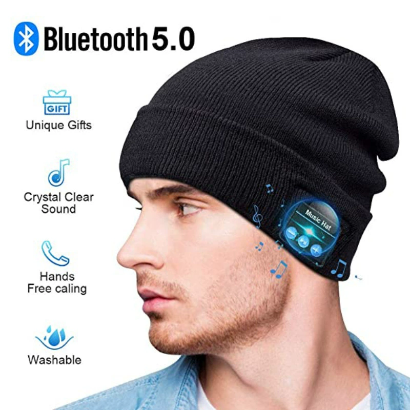 Вязаная шапка для мужчин и женщин, наушники, Bluetooth