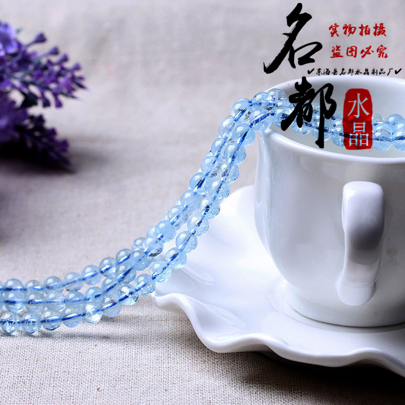 natural crystal 8a aquamarine scattered beads diy ornament accessories bead bracelet aquamarine semi-finished products wholesale