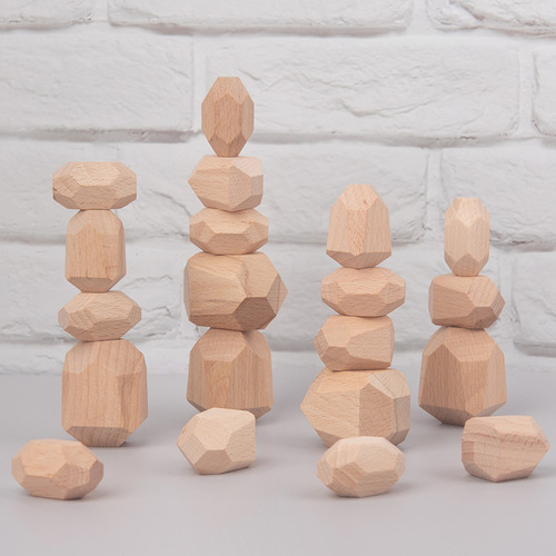 Wooden children's Nordic ins style colorful stone Jenga boys and girls indoor ornaments early education educational toys
