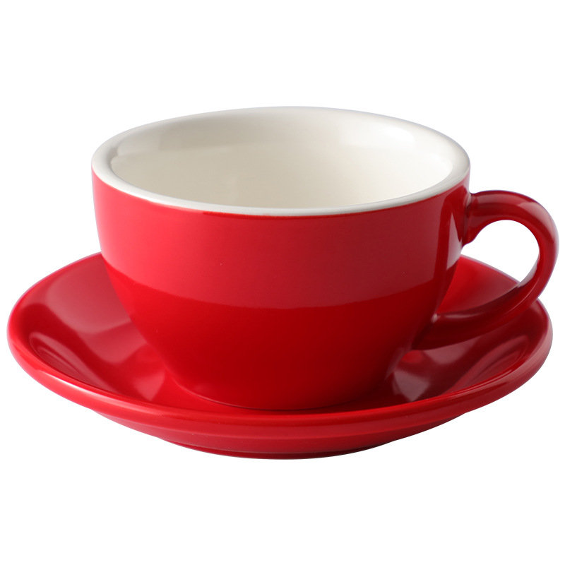 色釉薬厚い陶磁器カプチーノラテカップセット専門プルカップ標準試合大口250ml