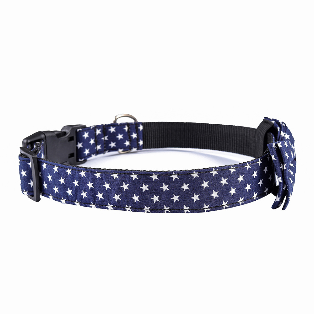Fábrica de puntos transfronterizos nuevos collares de arco de algodón pentagonal para perros collares de mascotas