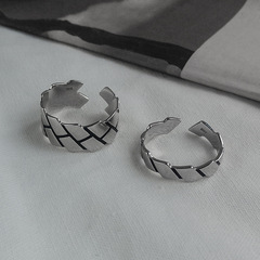 S925銀戒指男潮嘻哈個性簡約單身戒尾戒可調節潮人指環ins食指戒