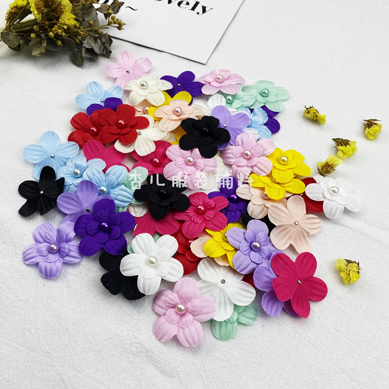 缎布定型花片 双层钉珠 玩具娃娃服装装饰发饰等DIY手工材料