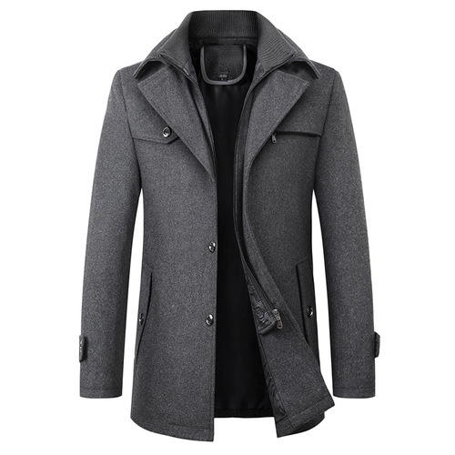 Men's Business Casual Fashion Wool Coat, New Model, Thick Warm, Oversized, Men's Trendy Windbreaker