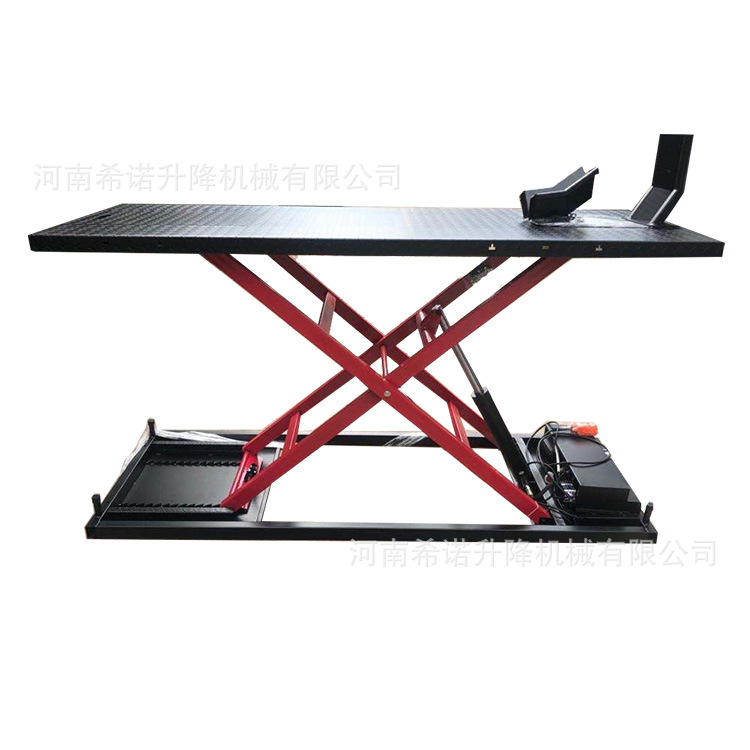 Plataforma elevadora hidráulica para motos 300–600 kg, equipo profesional de mantenimiento