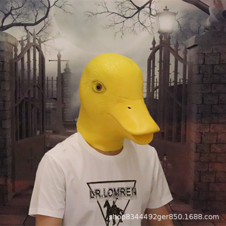 Máscara de pato poco pato amarillo látex animal cabeza cubierta divertida Divertida máscara de ganso cabeza cubierta Cosplay rendimiento props