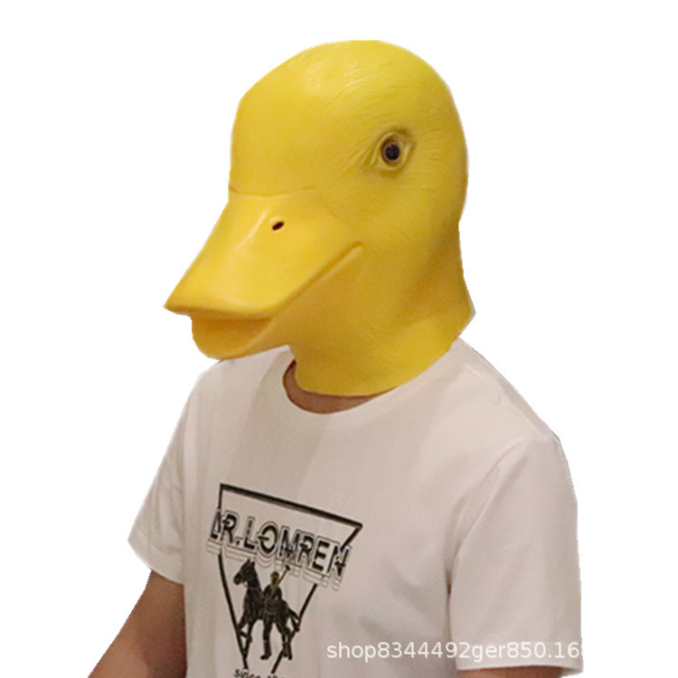 Máscara de pato poco pato amarillo látex animal cabeza cubierta divertida Divertida máscara de ganso cabeza cubierta Cosplay rendimiento props