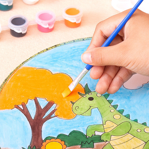 Round fan children's diy hand-painted blank fan painting white fan bamboo handle palace fan cooling fan kindergarten art materials