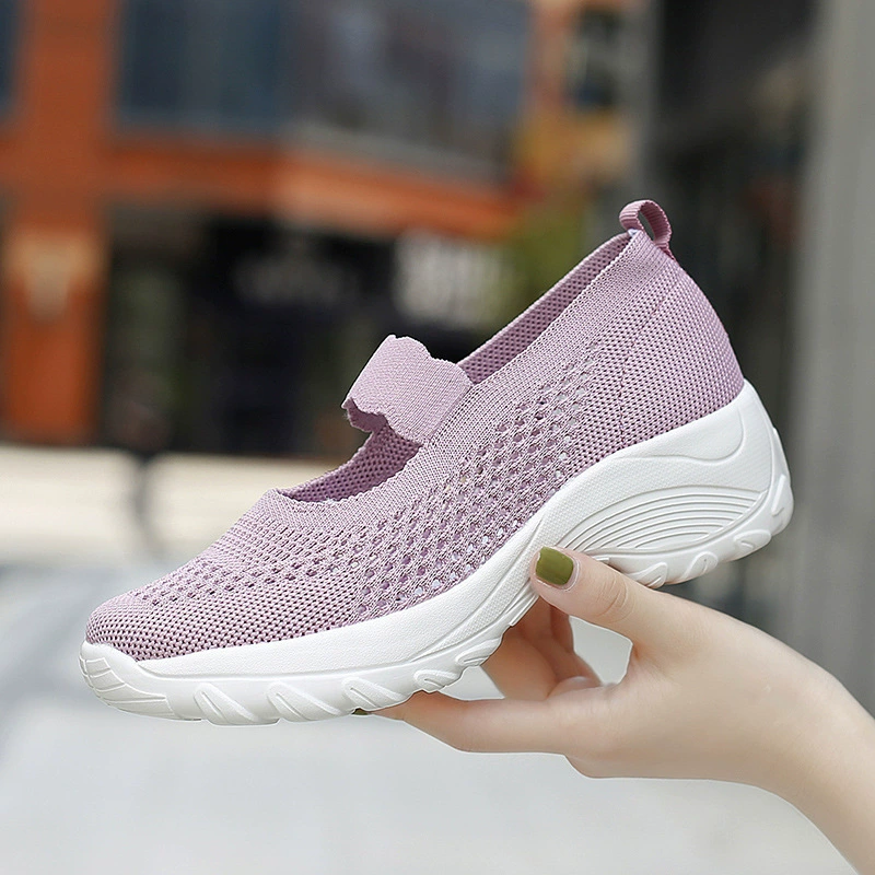 2022 летние сетчатые туфли на толстой подошве, женские полые туфли, удобная обувь для мам на мягкой подошве, Спортивная повседневная обувь больших размеров