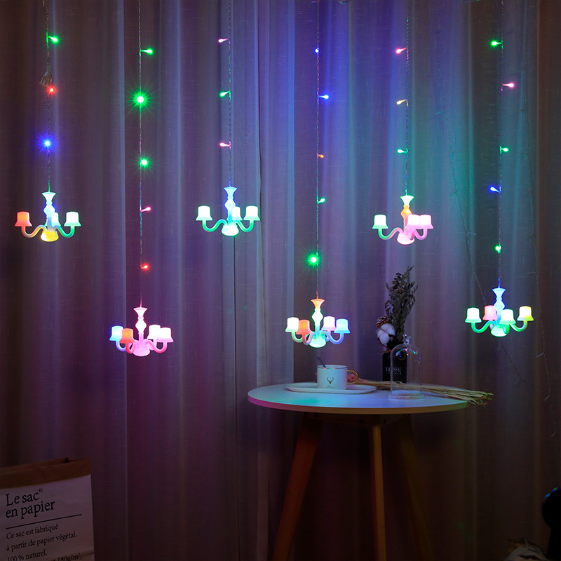 Nuevo en stock 6 Cadena de luz de color colgante tira de hielo luz de la estrella luz de la vela luz decorativa Internet celebridad habitación cortina Europea Luz