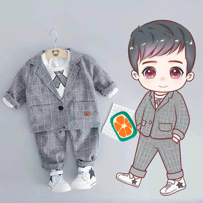 Boys' small suit suit Western style dress British handsome piano performance suit spring and autumn children's suit three-piece suit