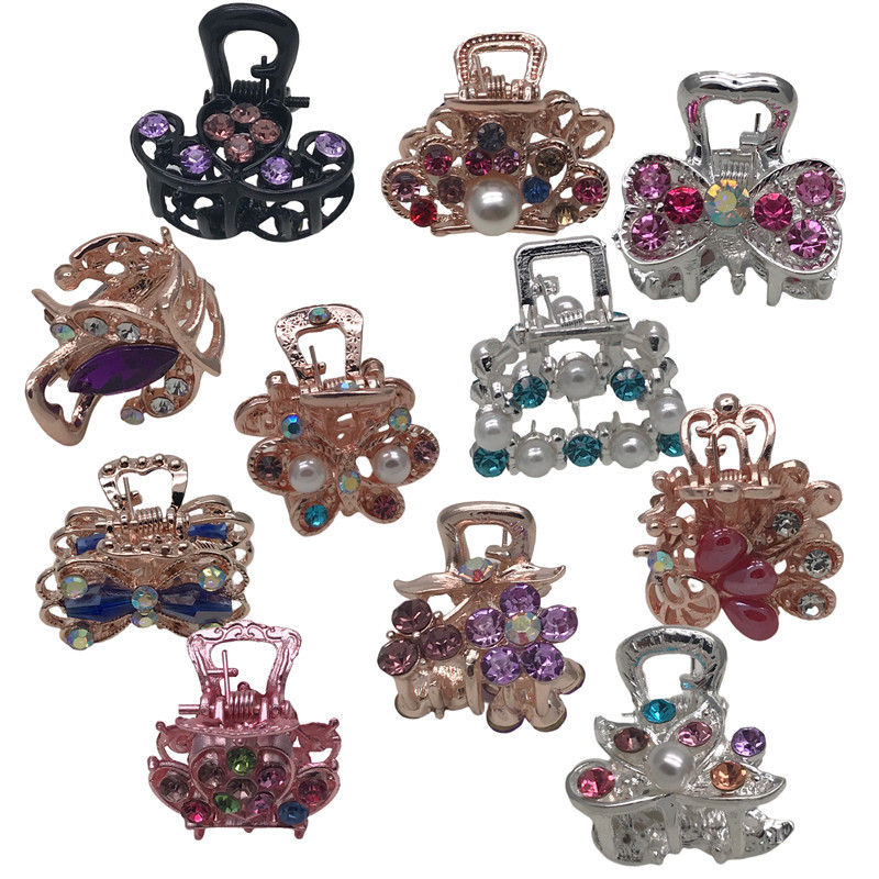 20 estilo de aproximadamente 2,5 cm plateado diamante incrustado pequeño clip superior con clip de horquilla de tarjeta dos yuanes tienda de accesorios para el cabello accesorios para la cabeza