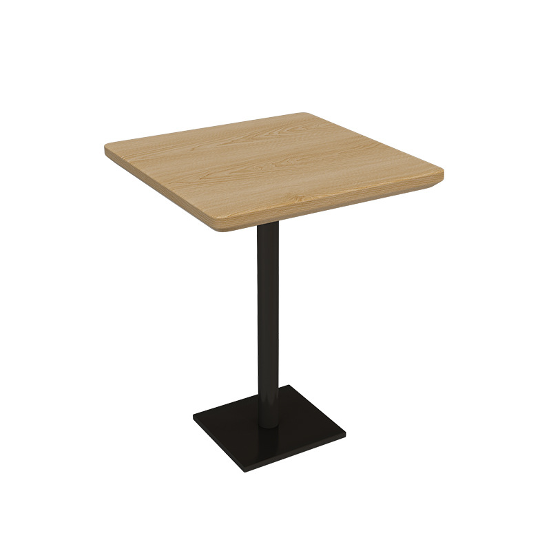 Mesa cuadrada de madera maciza de múltiples capas + pies de placa de acero