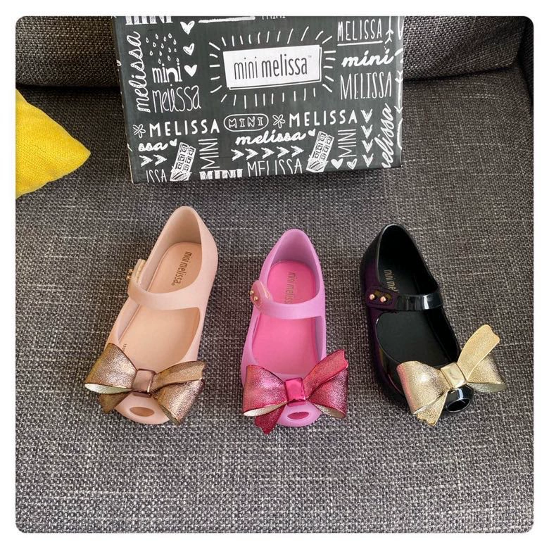 Melissa, новинка 2020 года, детская обувь с золотым покрытием Melissa Bow, сандалии-желе для девочек
