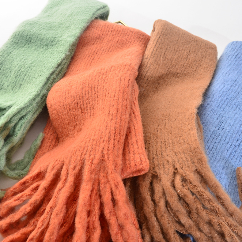 Otoño e invierno nuevo engrosado cálido alargado borla bufanda dama dinero PerA-como Cachemira color sólido gran borla bufanda