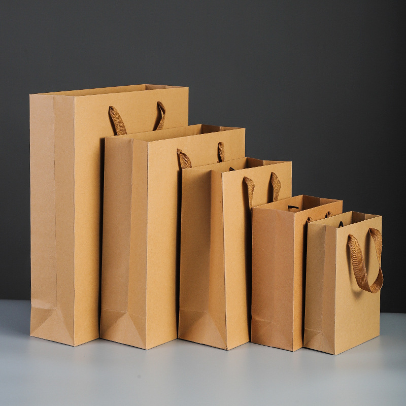 Vertical Large Kraft Paper Bag Handbag Advertising Takeaway Packing Gift Clothing Store Milk Tea Shop