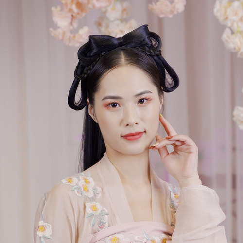 Ancient costume wig headband for women all-in-one antique hairband cat ear Hanfu style hairband lazy Hanfu hair bag bun