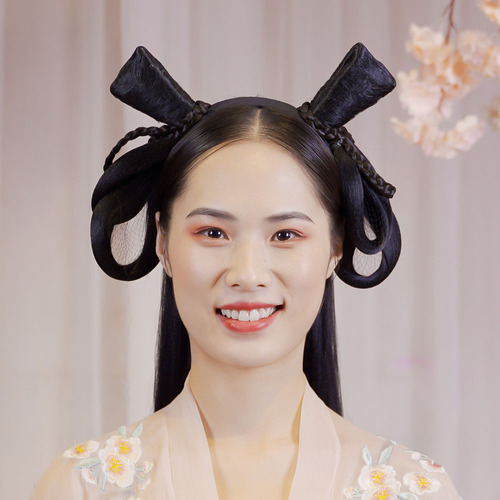 Ancient costume wig headband for women all-in-one antique hairband cat ear Hanfu style hairband lazy Hanfu hair bag bun