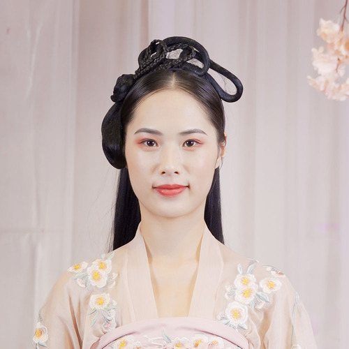 Ancient costume wig headband for women all-in-one antique hairband cat ear Hanfu style hairband lazy Hanfu hair bag bun