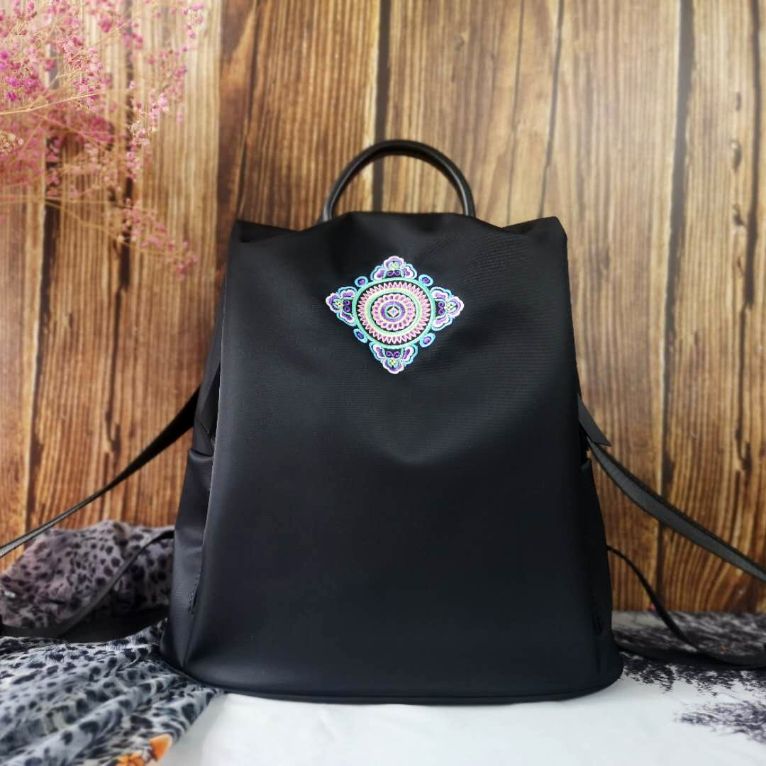 Large capacity ethnic style bag manufacturers embroidered women's versatile Oxford cloth shoulder bag embroidered women's bag wholesale
